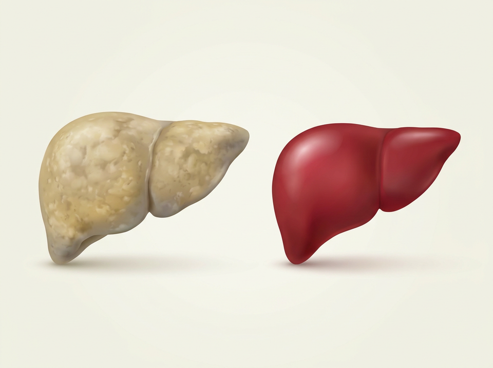 Before and after diagram of a liver filter